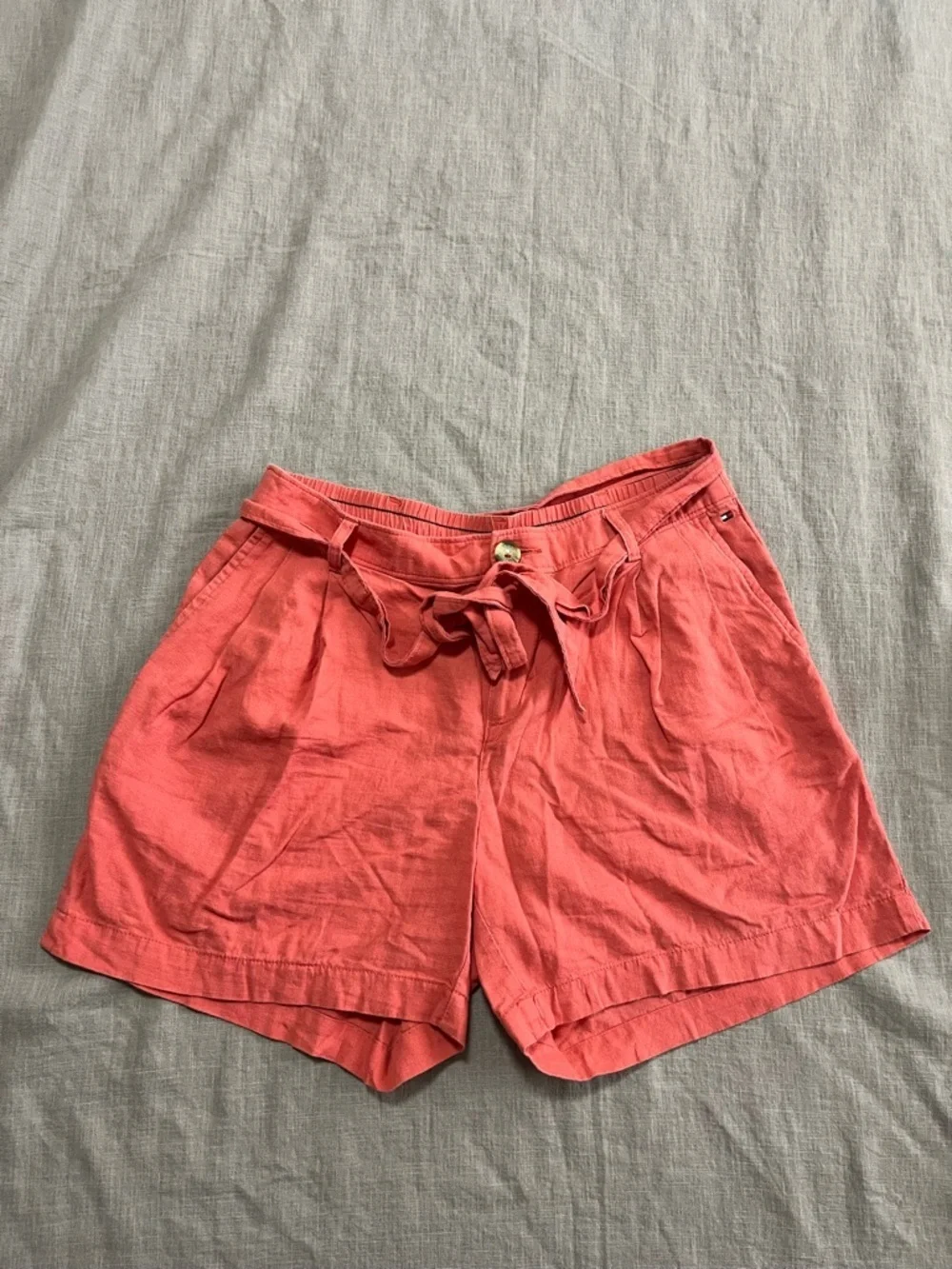 Tommy Hilfiger Nantucket Red Tie-Waist Linen Women's Shorts Size XS Preppy Beach